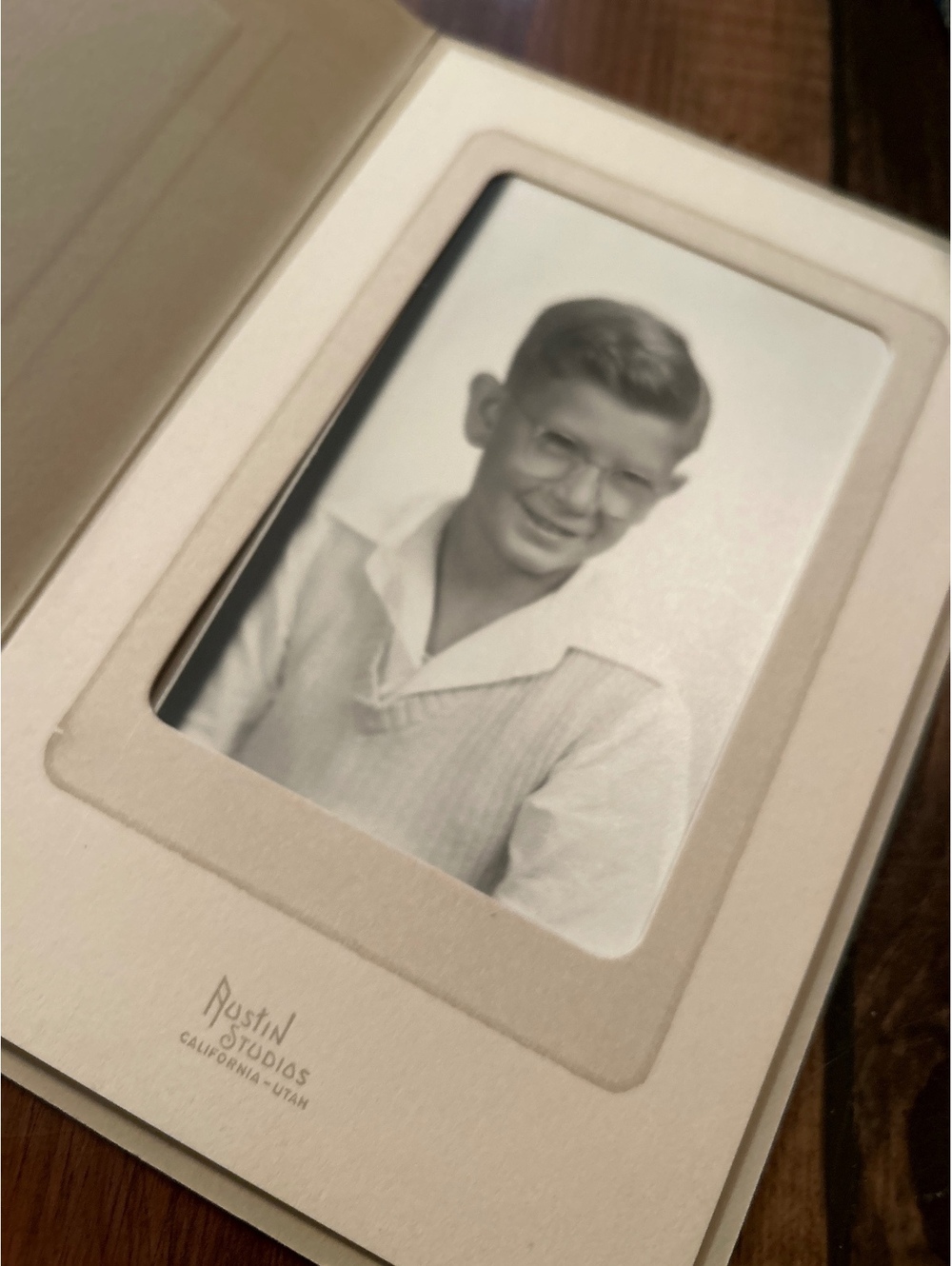 Vintage Austin Studios Black and White Portrait Photo with Card Frame